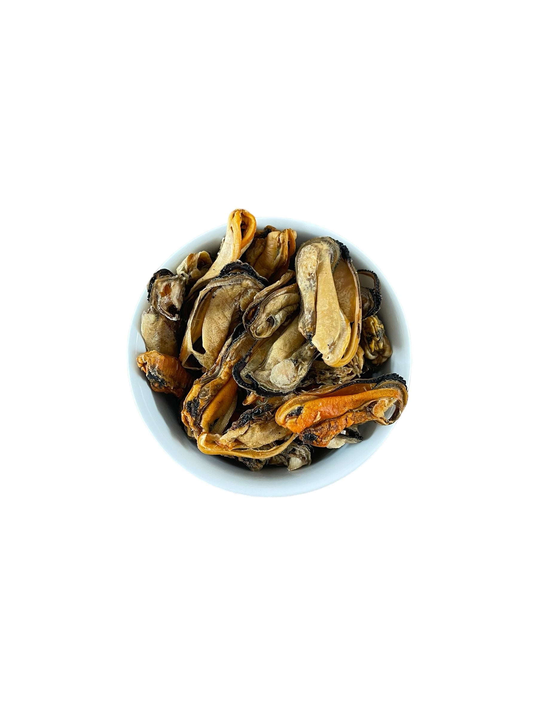 Dehydrated green lipped mussels in bowl