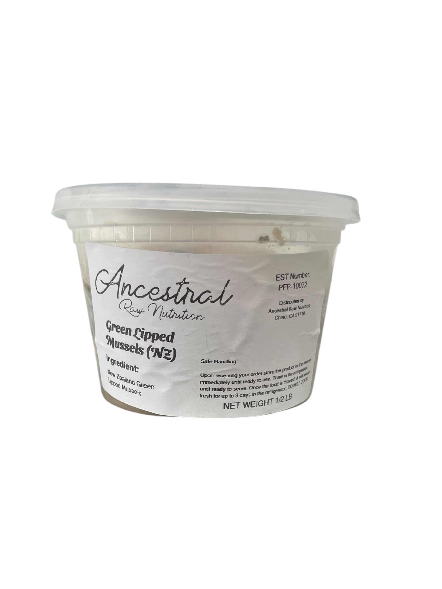 Product shot with label: “100% Natural – Green-Lipped Mussels (NZ)”