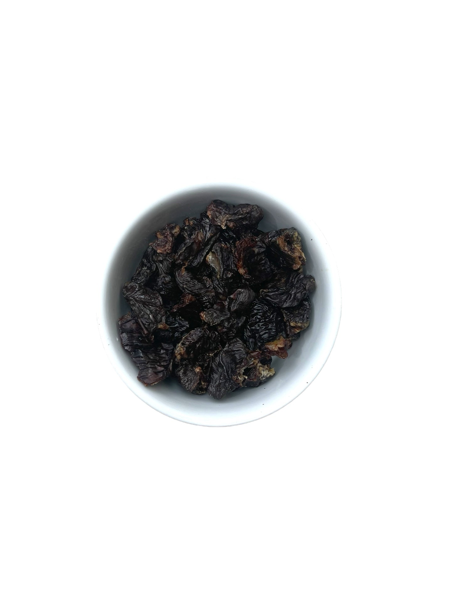 Close-up of crunchy, dehydrated chicken heart pieces in a bowl