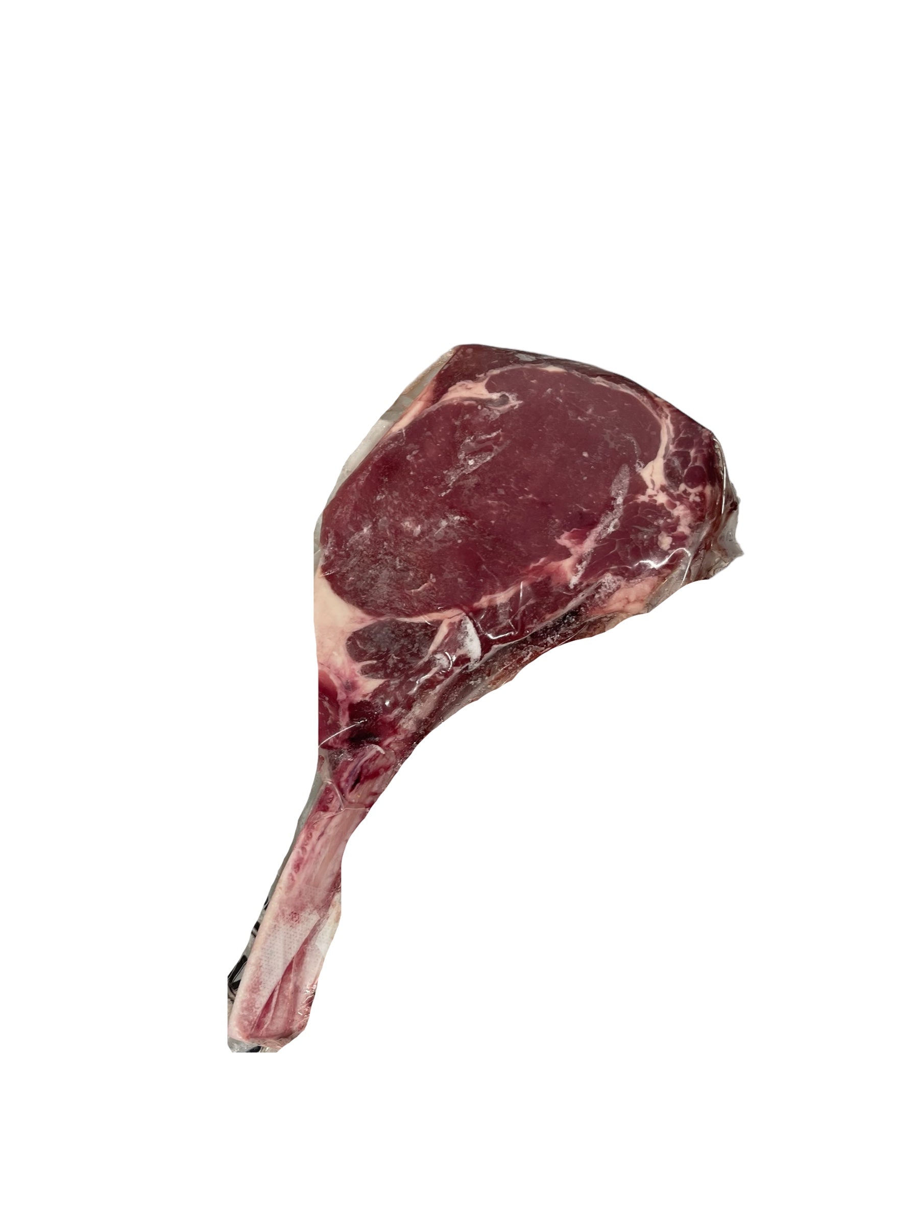 Large dog chewing raw tomahawk bone