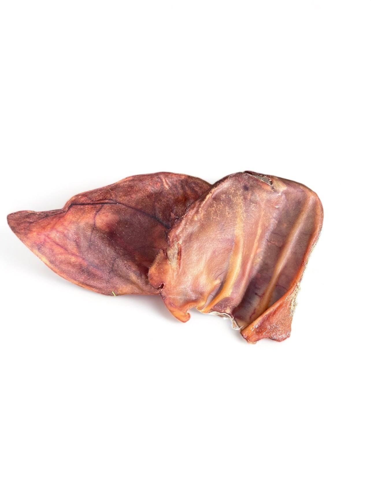 Single pig ear with close-up of texture