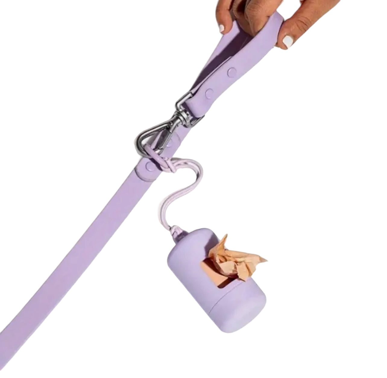 Dog Poop Bag Holder and Dispenser with Leash Attachment