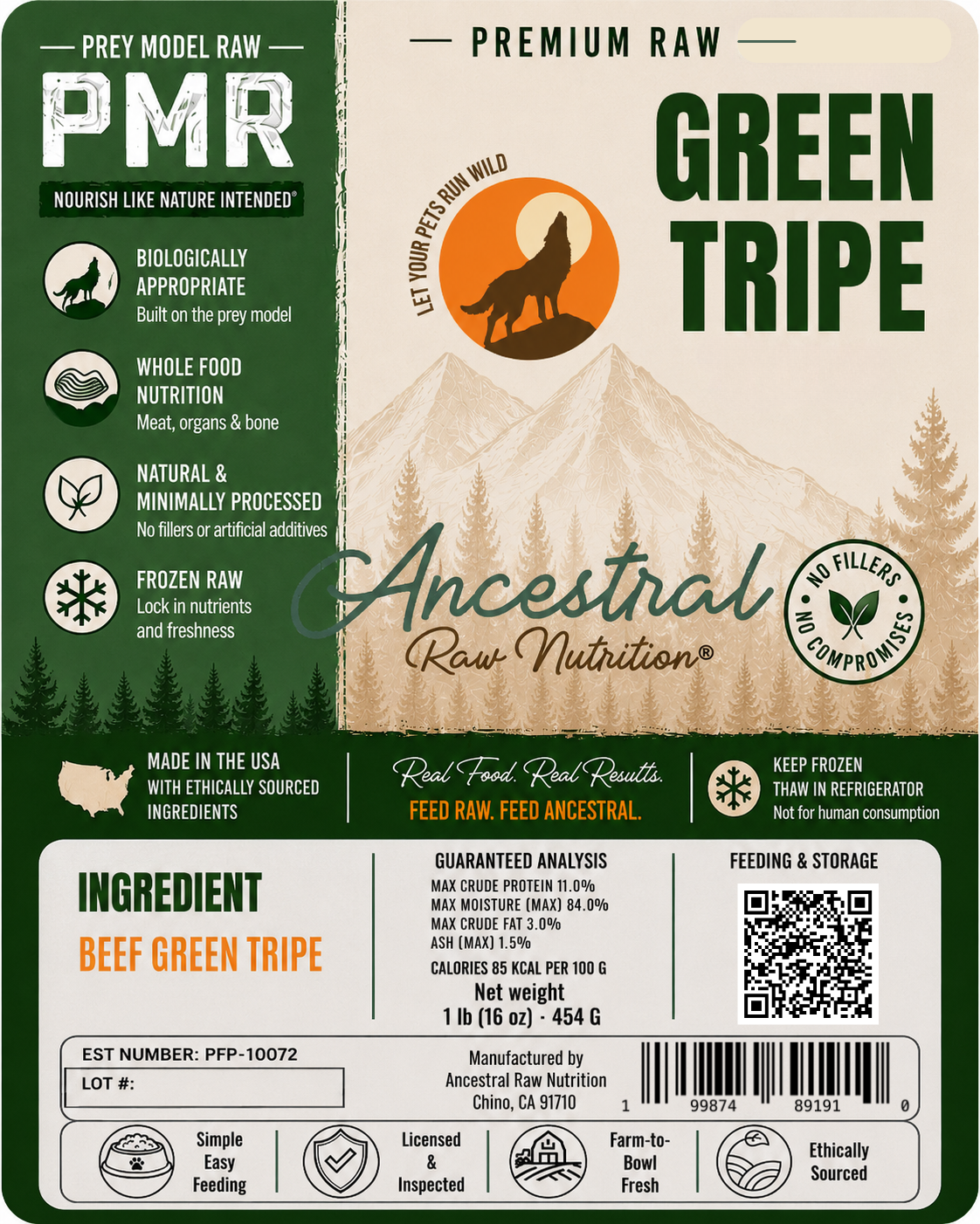 Raw Beef Green Tripe