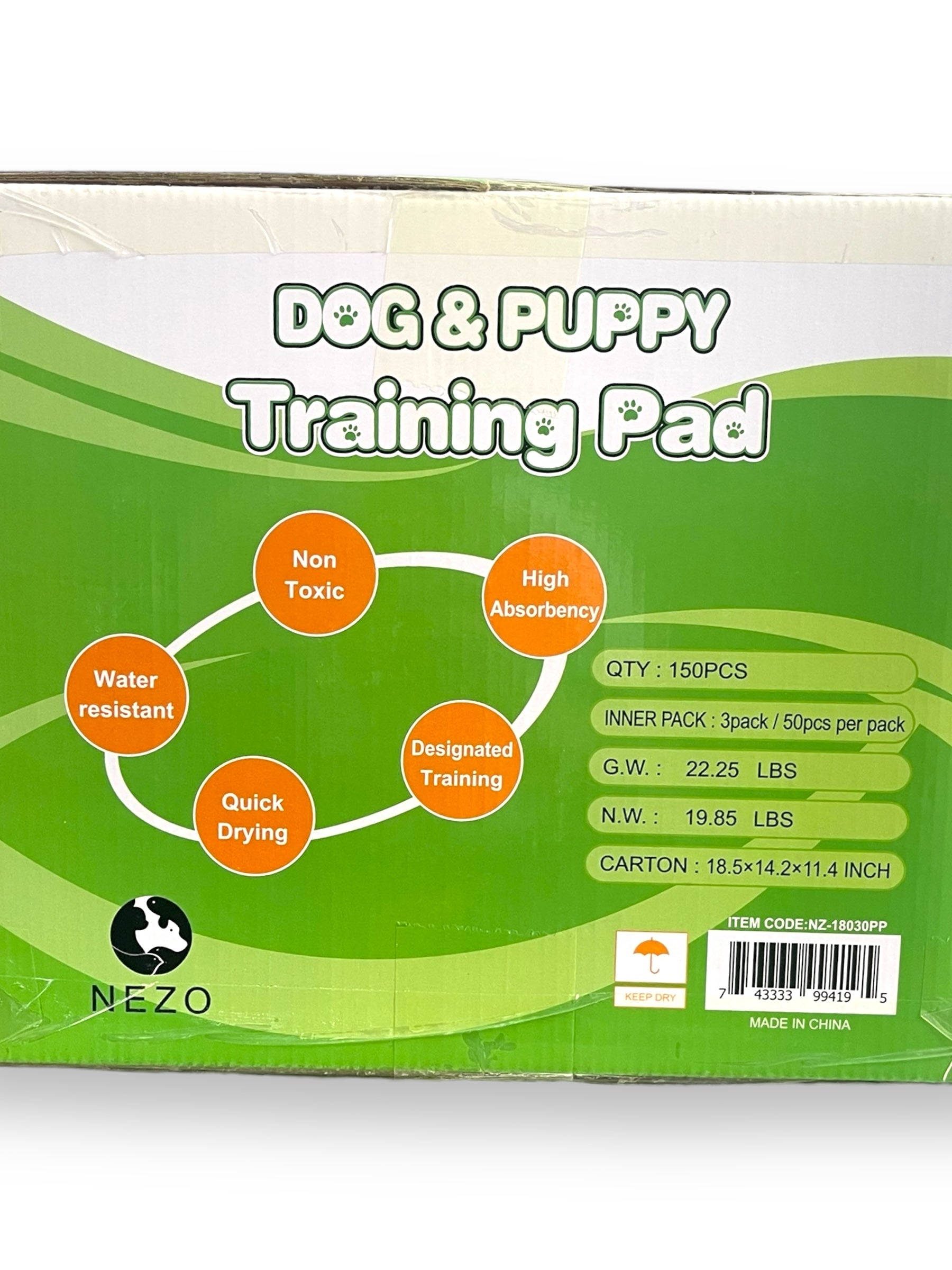 Packaging of NEZO 150-count dog pads