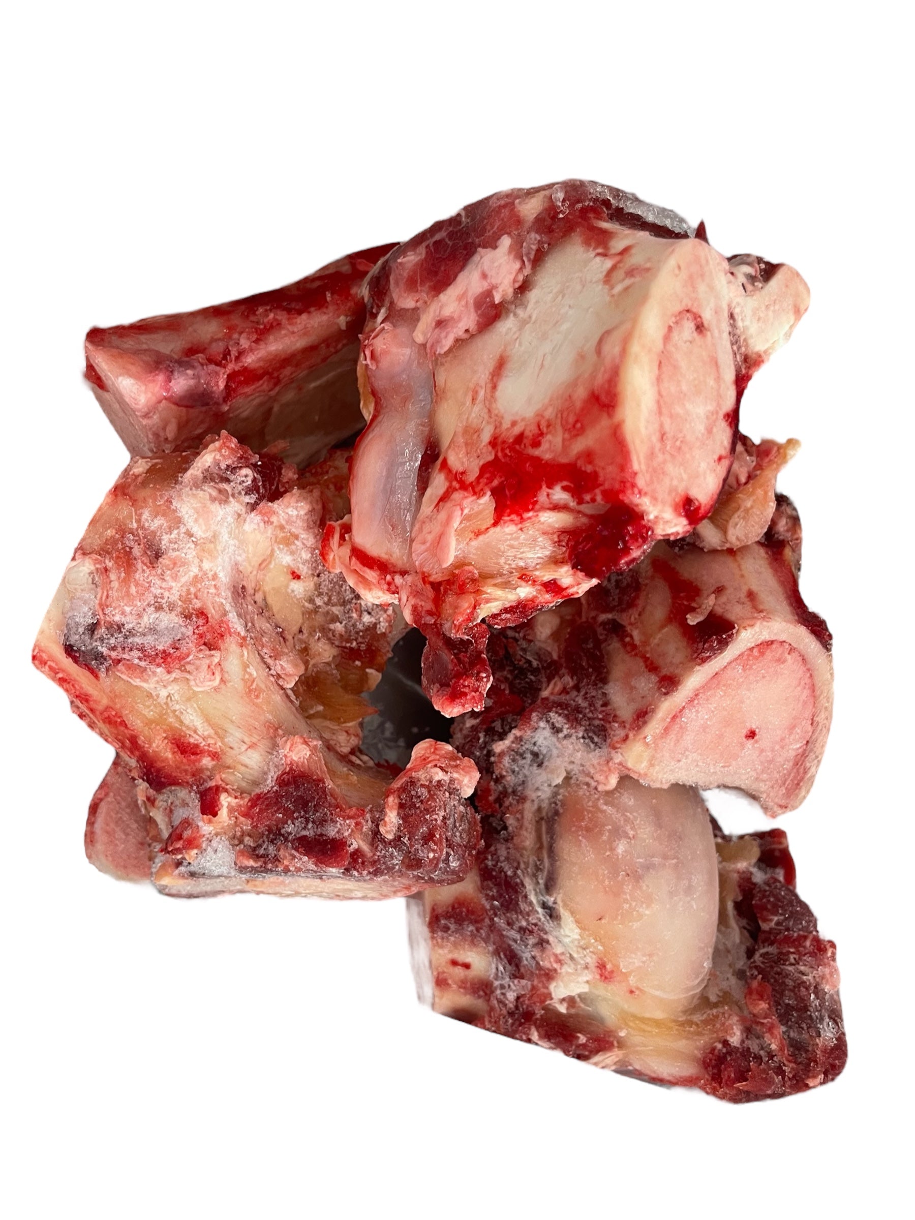 Close-up of raw beef bone with marrow exposed