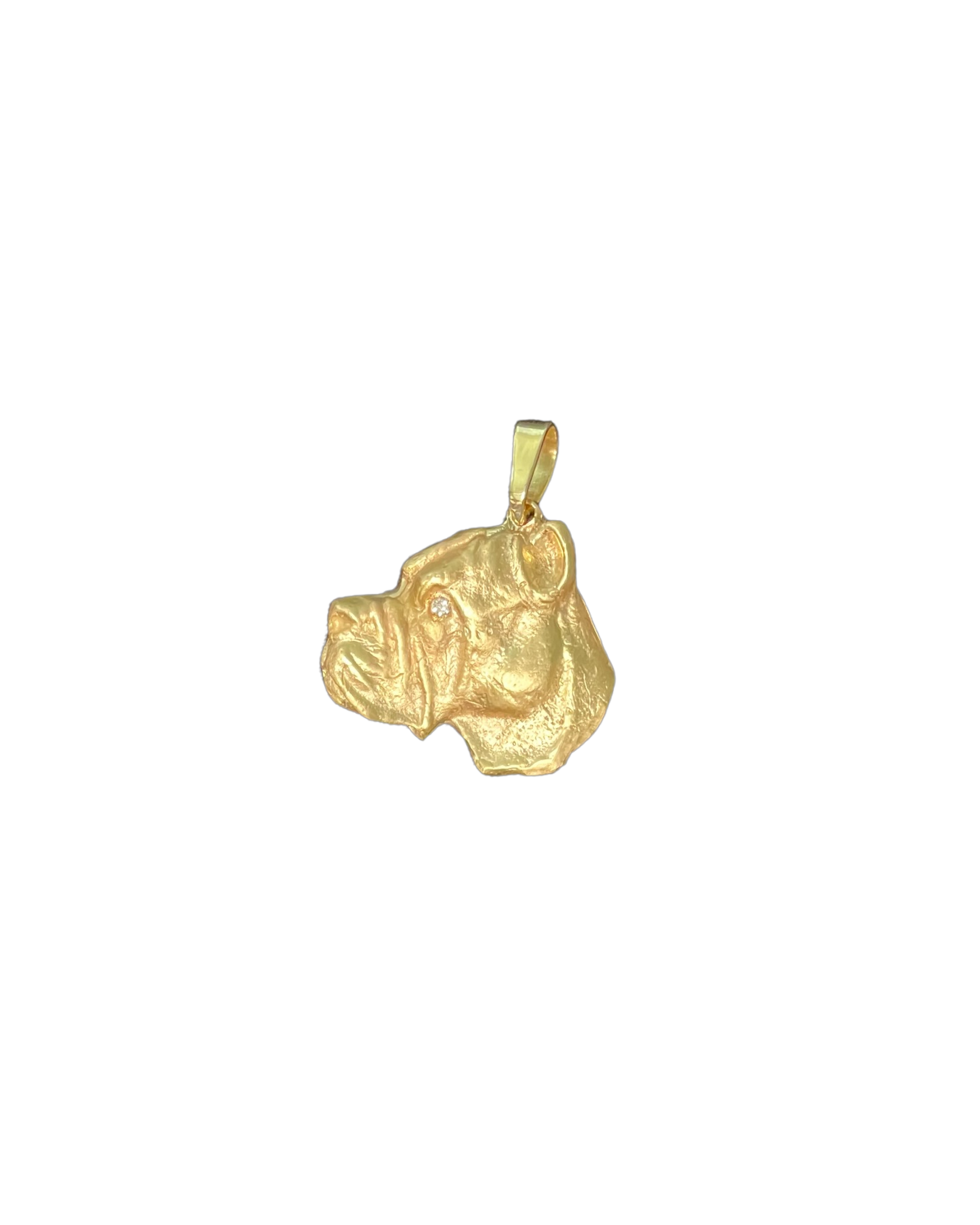 14k Gold Cane Corso Pendant with Diamond Eye