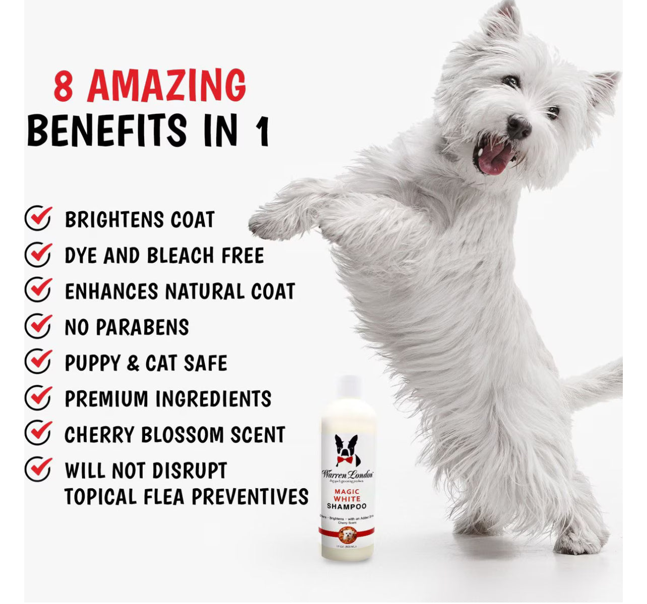 Warren London Magic White Cherry Scented Brightening Dog Shampoo, 17-oz bottle