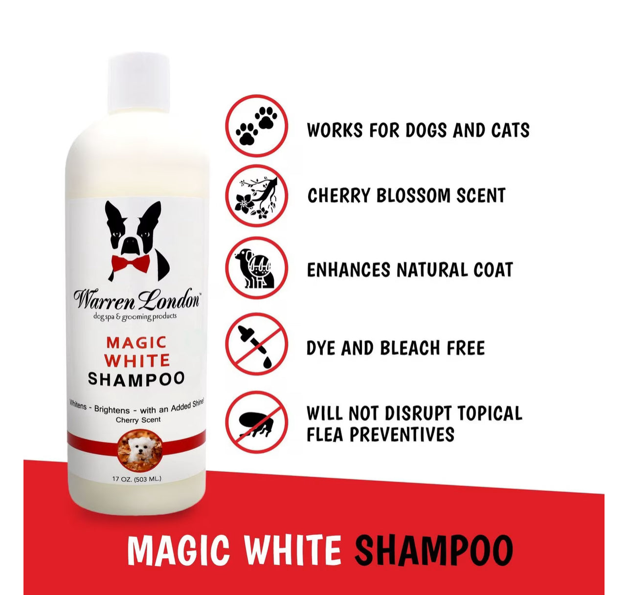 Warren London Magic White Cherry Scented Brightening Dog Shampoo, 17-oz bottle