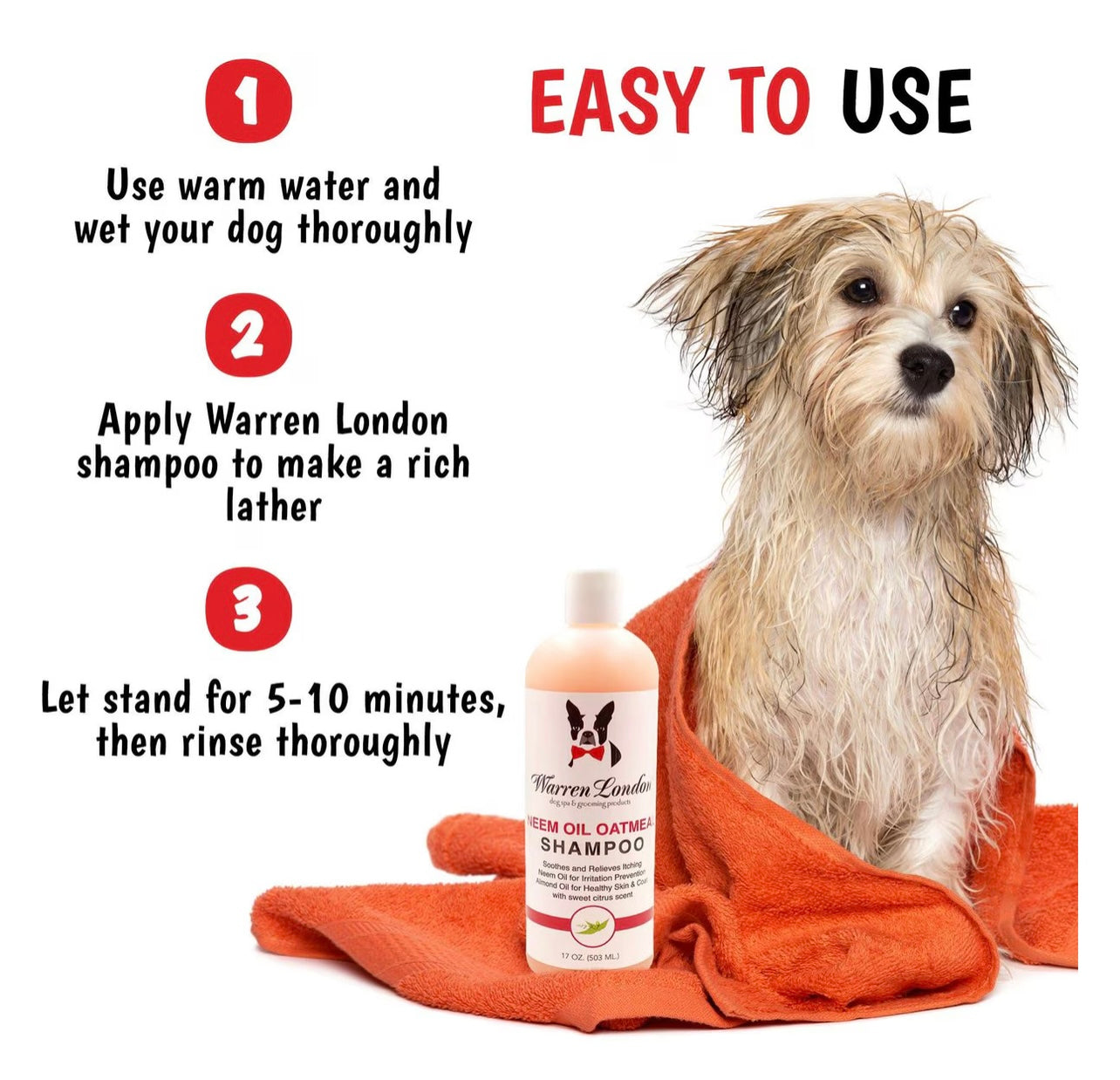 Warren London Neem Oil Flea & Tick Itch Relieving Dog Shampoo, 17-oz bottle