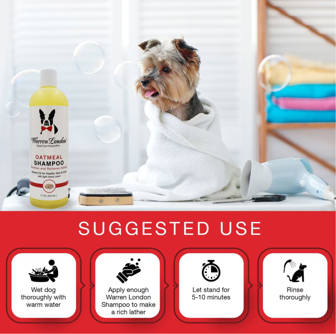 Warren London Soothing & Itch Relieving Oatmeal Dog Shampoo, 17-oz bottle